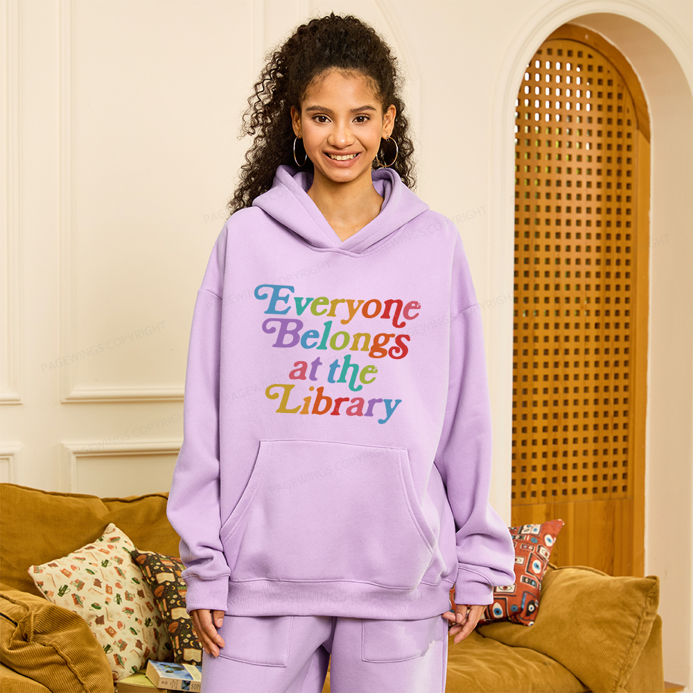 Pagewings Everyone belongs at the library Unisex Fleece Hoodie Set
