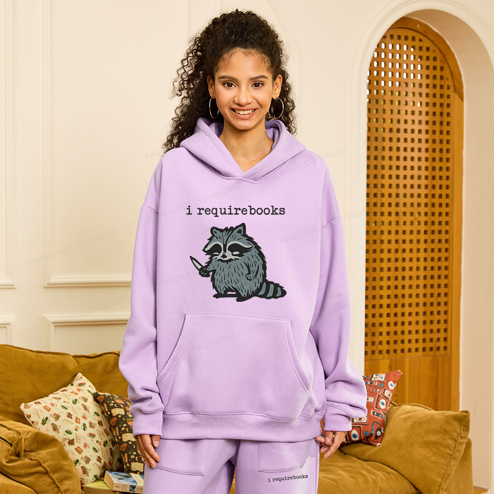 Pagewings I Require Books Unisex Fleece Hoodie Set
