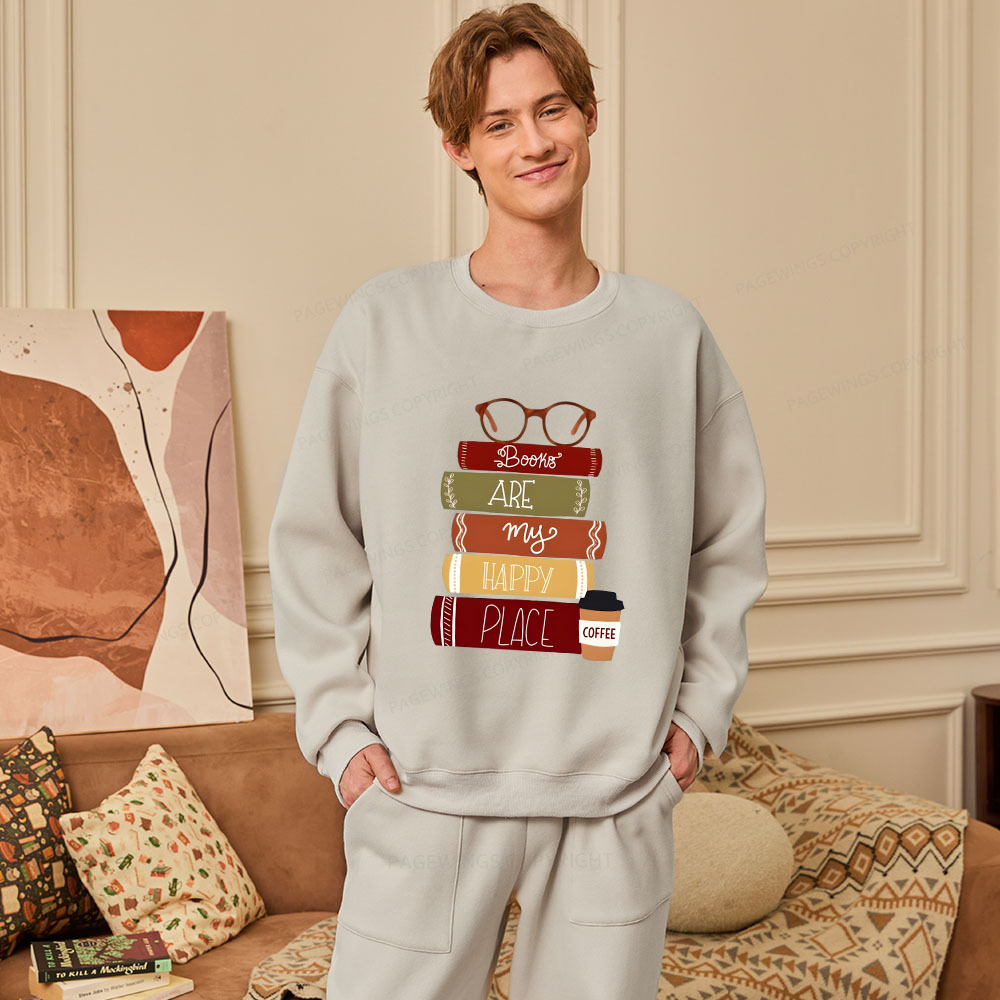 Pagewings Books are My Happy Place Unisex Fleece Sweatshirt Set 