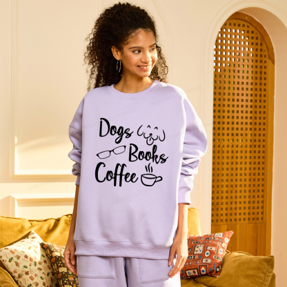Pagewings Dogs Books Coffee Unisex Fleece Sweatshirt Set 