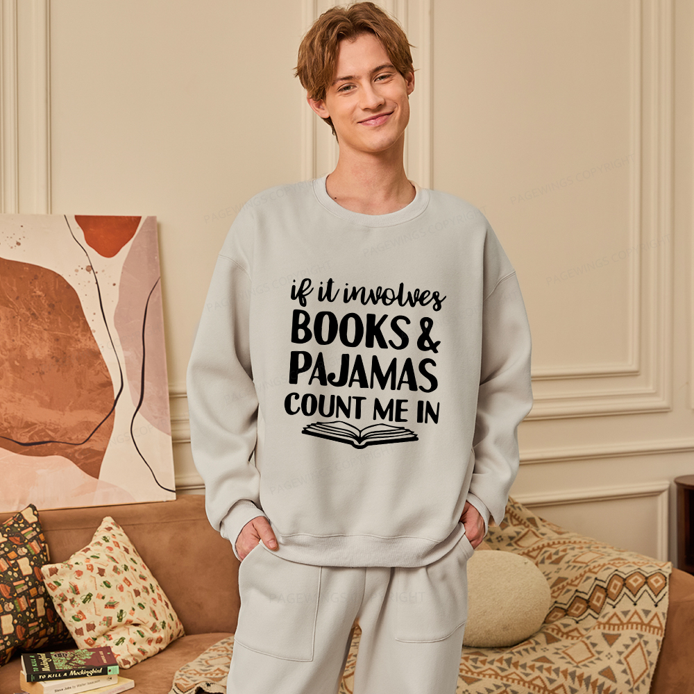 Pagewings Books And Pajamas Unisex Fleece Sweatshirt Set 