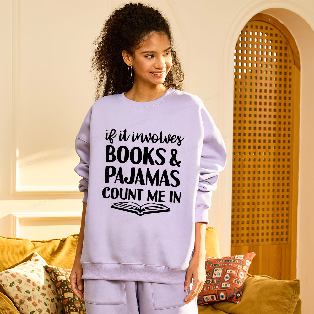 Pagewings Books And Pajamas Unisex Fleece Sweatshirt Set 