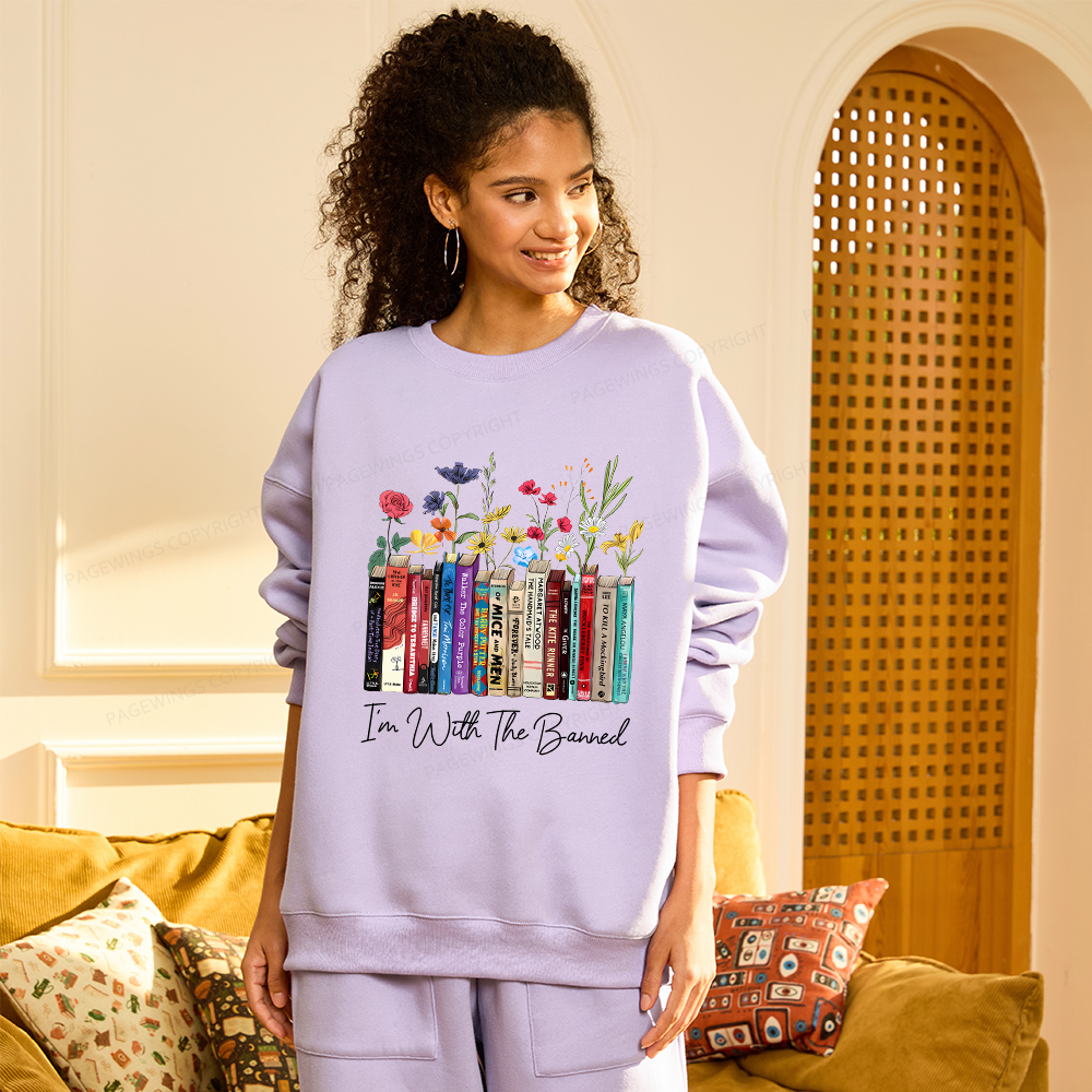 Pagewings  I'm With The Banned Flowers Unisex Fleece Sweatshirt Set 