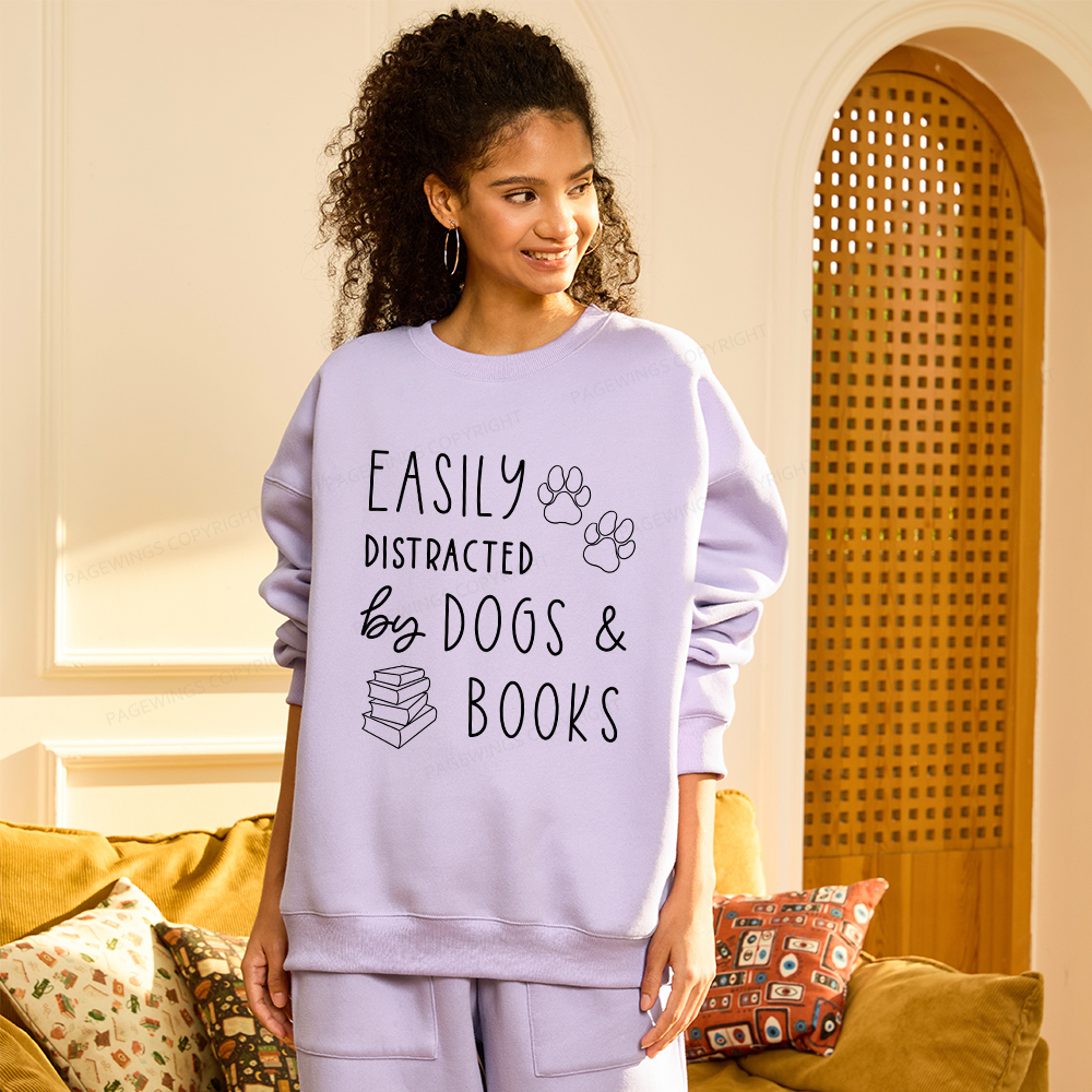 Pagewings Dogs And Books Unisex Fleece Sweatshirt Set 