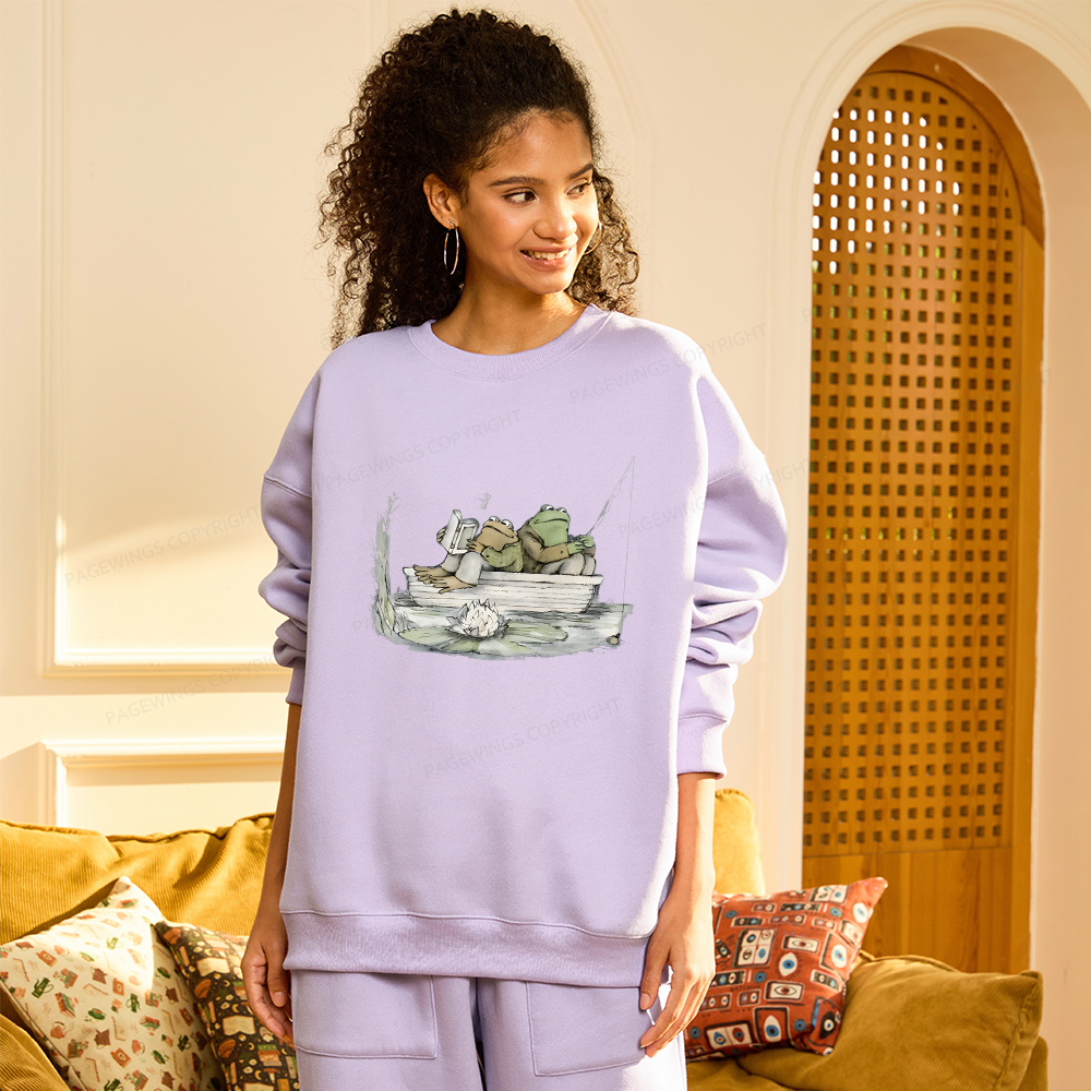 Pagewings Frog Reading Unisex Fleece Sweatshirt Set 
