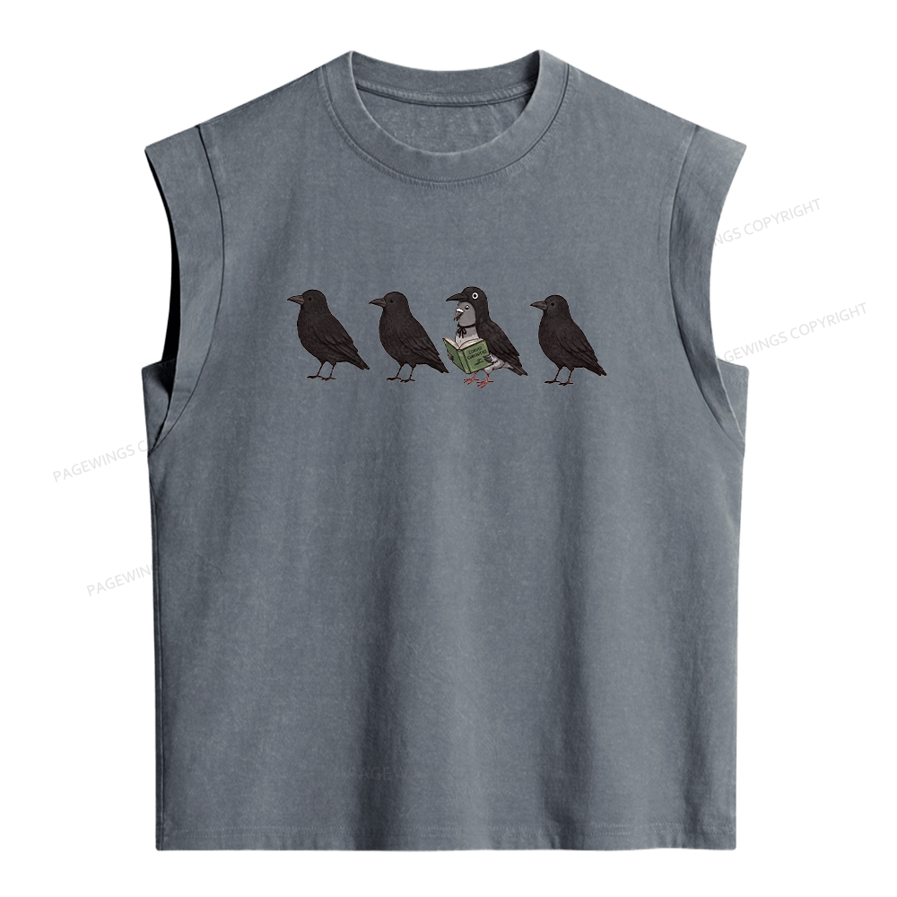 Pagewings Funny Crow Women's Washed Tank Top