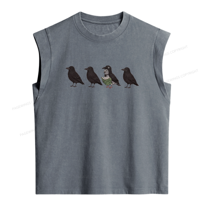 Pagewings Funny Crow Women's Washed Tank Top