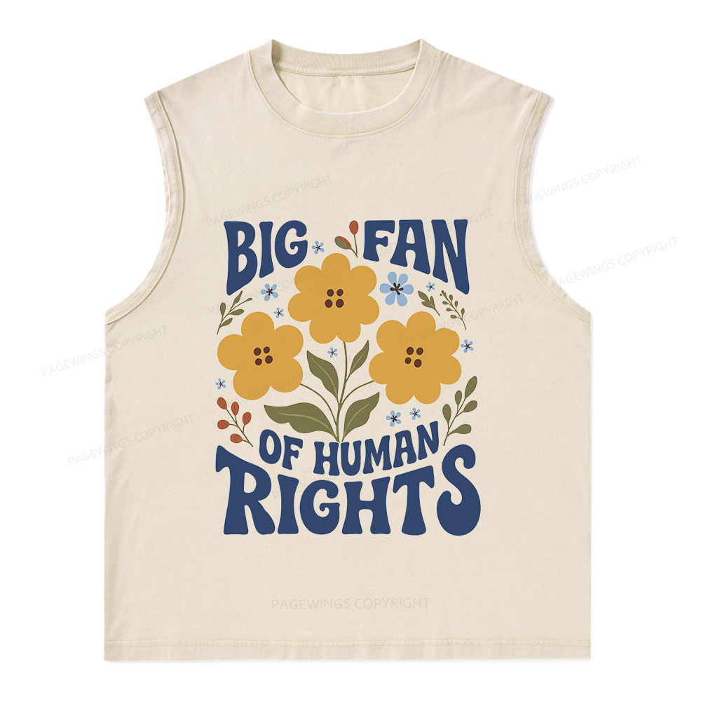 Pagewings Big Fan of Human Rights Unisex Washed Tank Top
