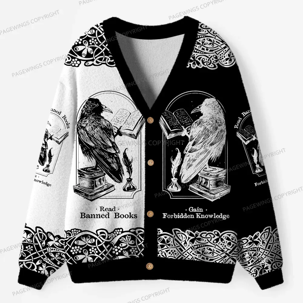Pagewings Read Banned Books Unisex Ugly Cardigan Sweaters