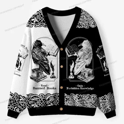 Pagewings Read Banned Books Unisex Ugly Cardigan Sweaters