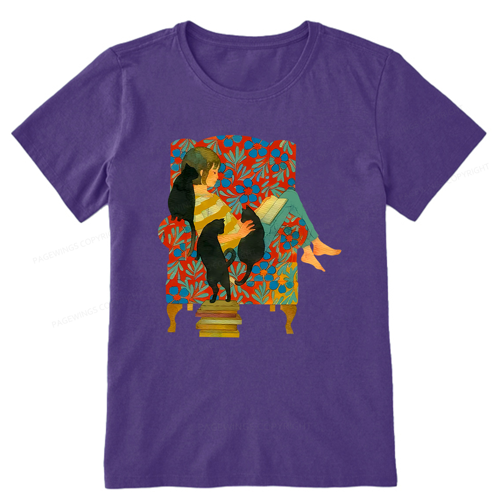 Pagewings A girl reading a book on the sofa Unisex Classic T-shirt