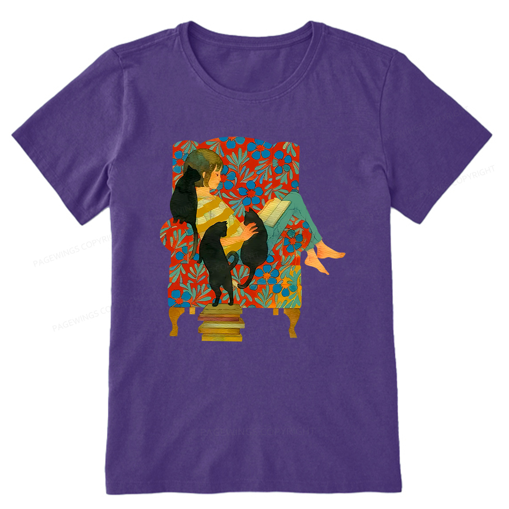 Pagewings A girl reading a book on the sofa Unisex Classic T-shirt
