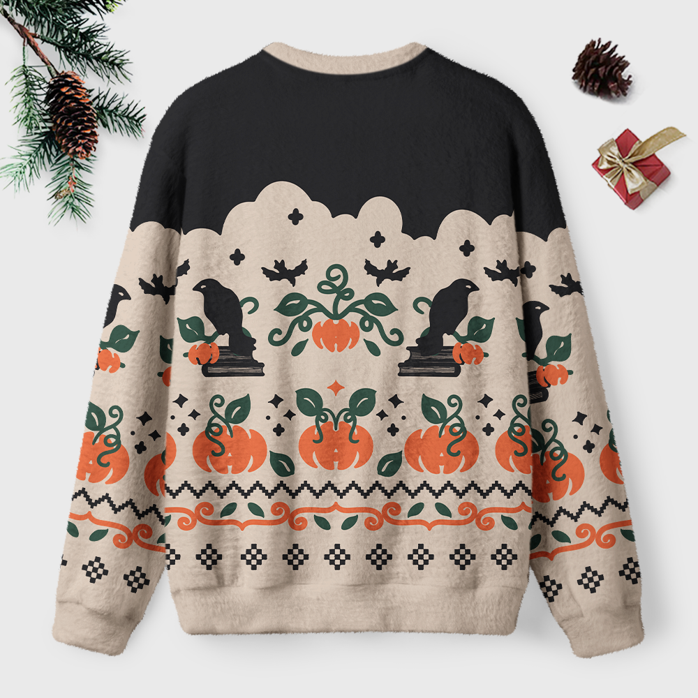 Pagewings Halloween Bookish Unisex Ugly Light Knit Sweatshirt