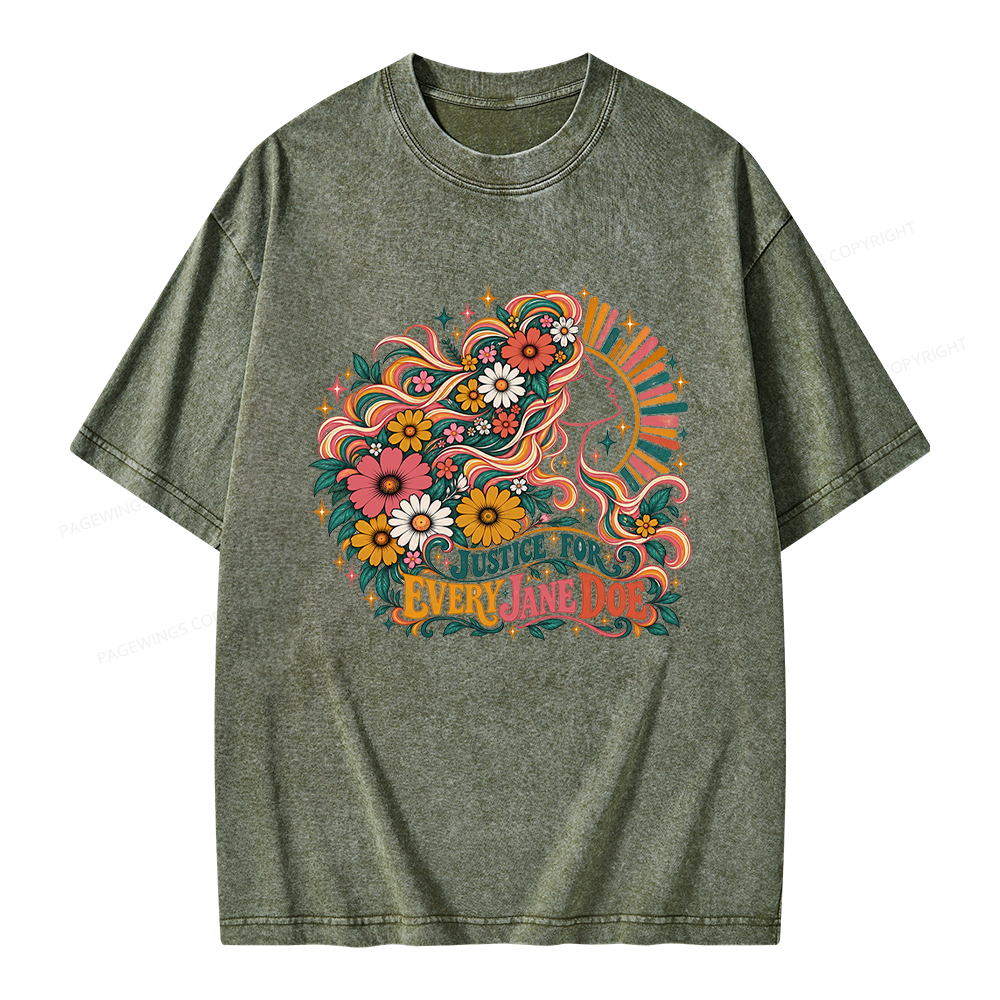 Pagewings Justice for Every Jane Doe Unisex Washed T-shirt