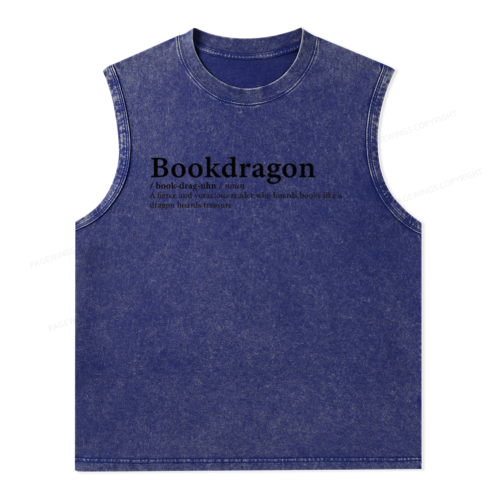 Pagewings Bookdragon: Journey Through Words book lover Unisex Washed Tank Top