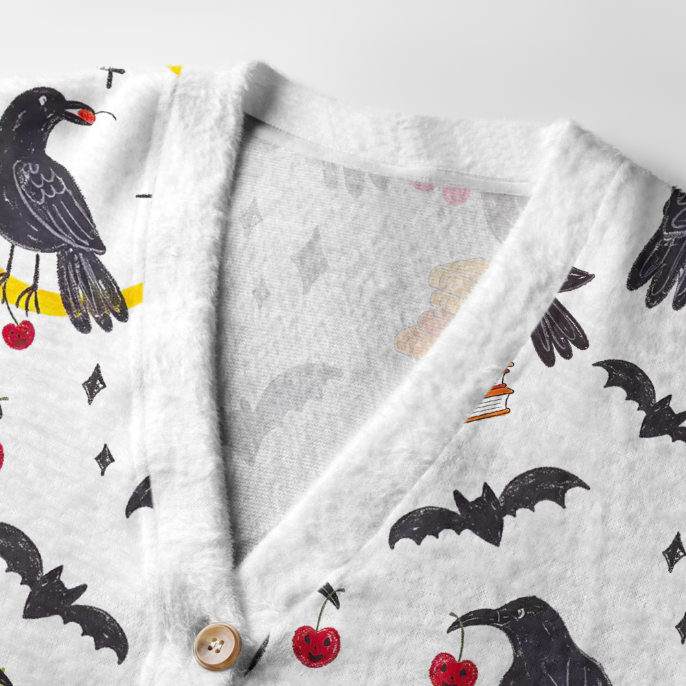 Pagewings Reading Crow Light Knit Unisex Cardigan Sweaters