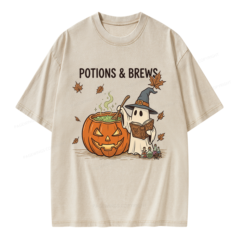 Pagewings Potions and Brews Unisex Washed T-shirt