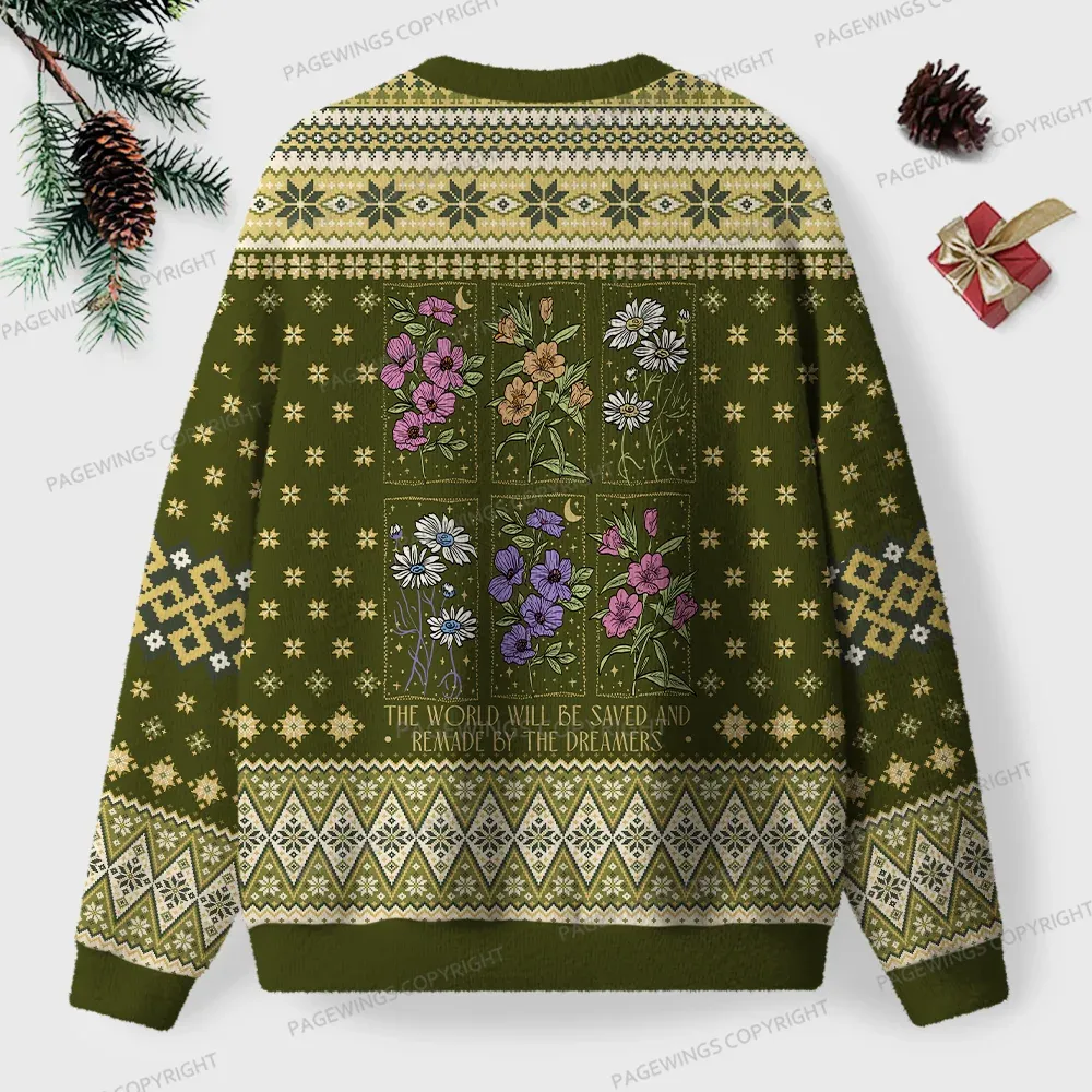 Pagewings The World Will Be Saved Unisex Ugly Knit Sweatshirt