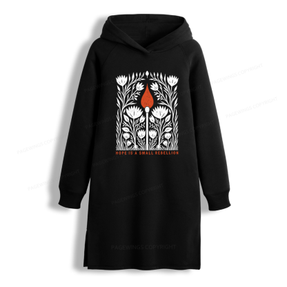 Pagewings Hope Is A Small Rebellion Side-Slit Fleece Hoodie Dress