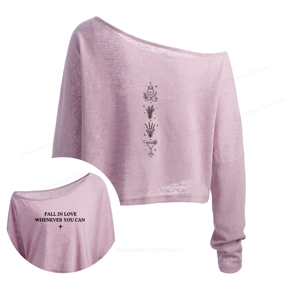 Pagewings Retro Halloween Slouchy Long Sleeve Off Shoulder T-shirt