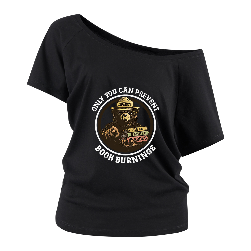 Pagewings Only You Can Prevent Book Burnings Off Shoulder Top