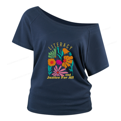 Pagewings Literacy And Justice Women Off Shoulder T-shirts