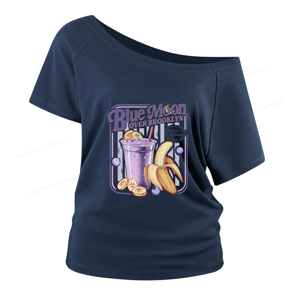 Pagewings Blue Moon Over Brooklyn Women Off Shoulder T-shirts