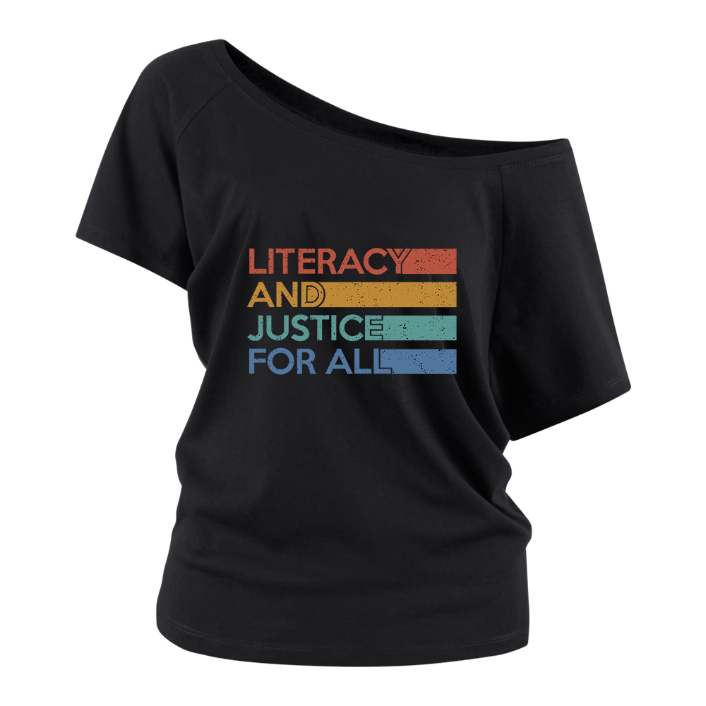 Pagewings Literacy and Justice For All Off Shoulder Top