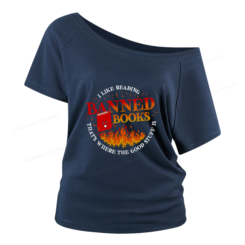 Pagewings Banned Books Women Off Shoulder T-shirts