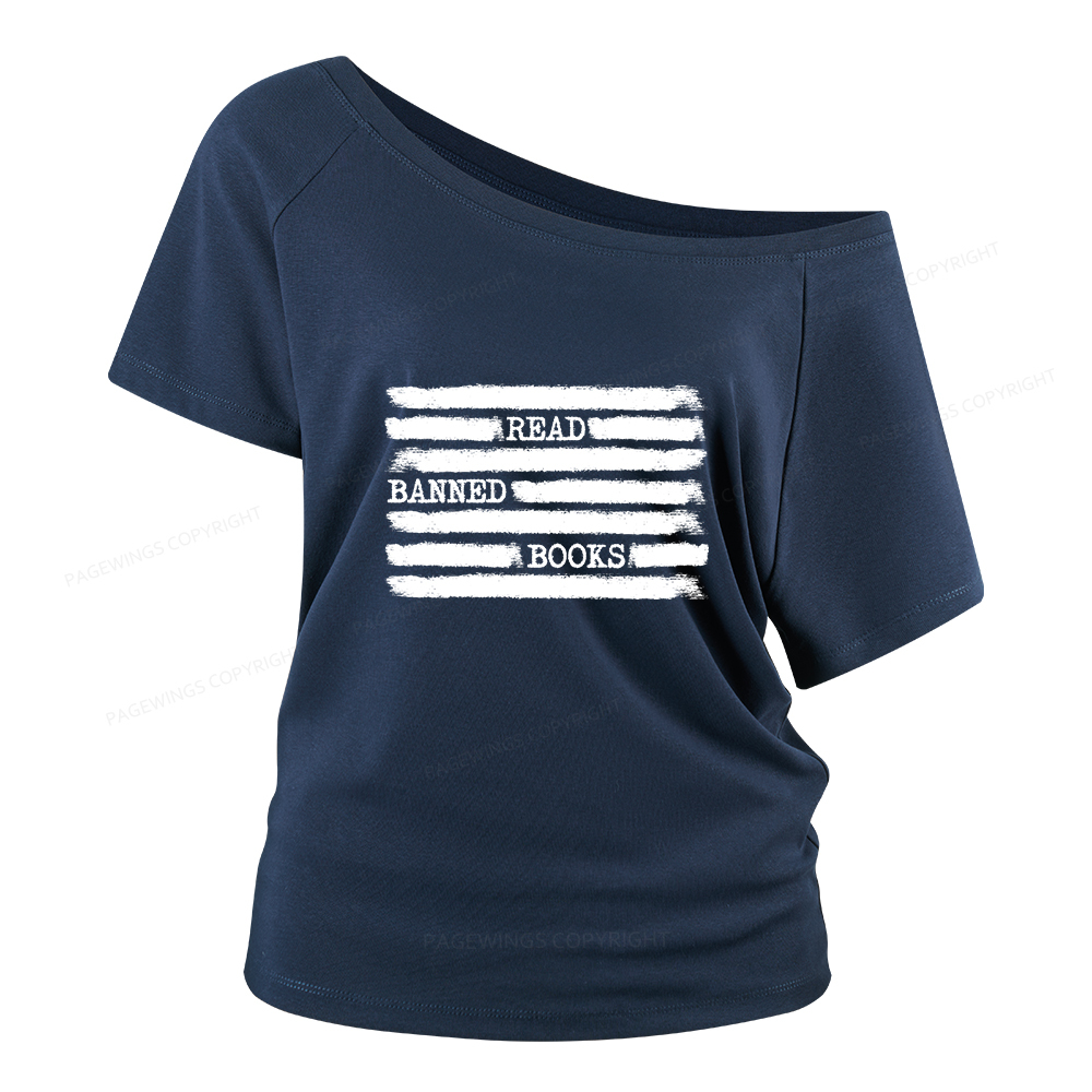Pagewings Read Banned Books Bookworm Librarian Women Off Shoulder T-shirts