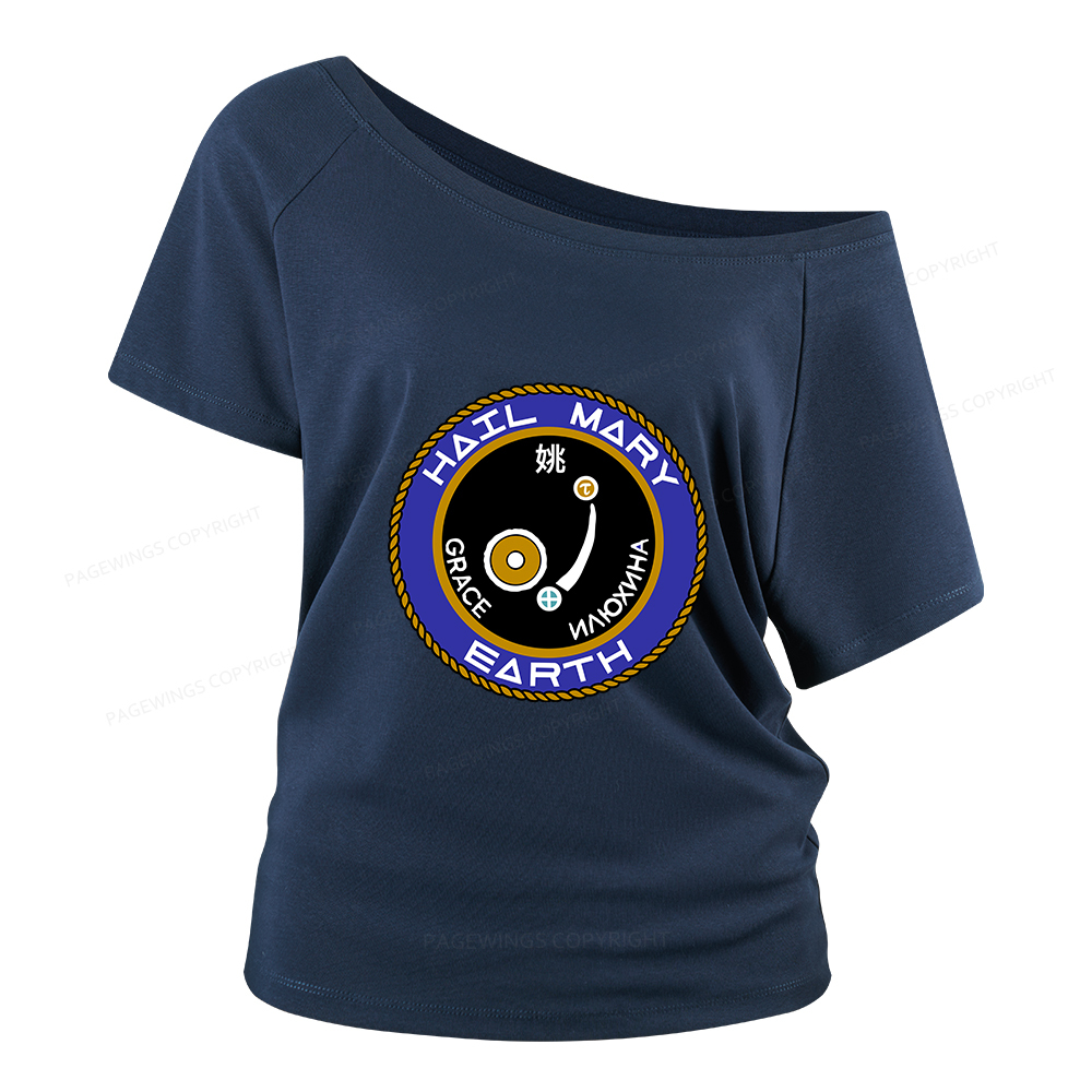 Pagewings Mission Patch Women Off Shoulder T-shirts