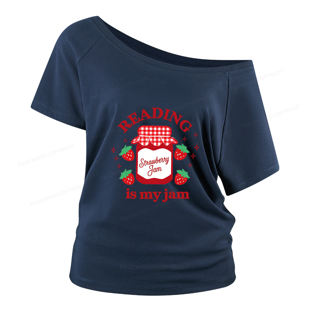 Pagewings Valentines Day Reading is My Jam Women Off Shoulder T-shirts