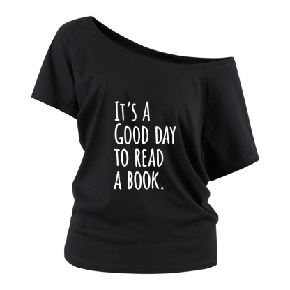 Pagewings It's A Good Day To Read A Book Off Shoulder Top