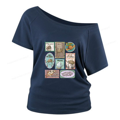 Pagewings Amaze Retro Sci-Fi Women Off Shoulder T-shirts