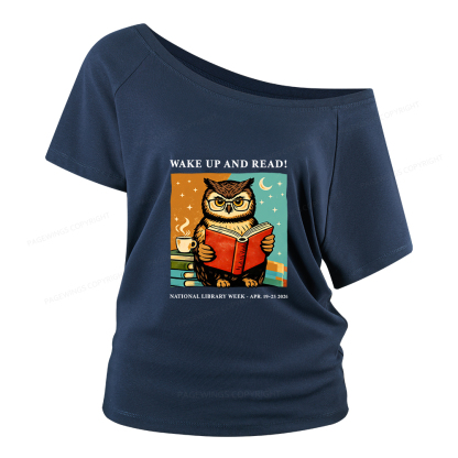 Pagewings Wake Up And Read Women Off Shoulder T-shirts