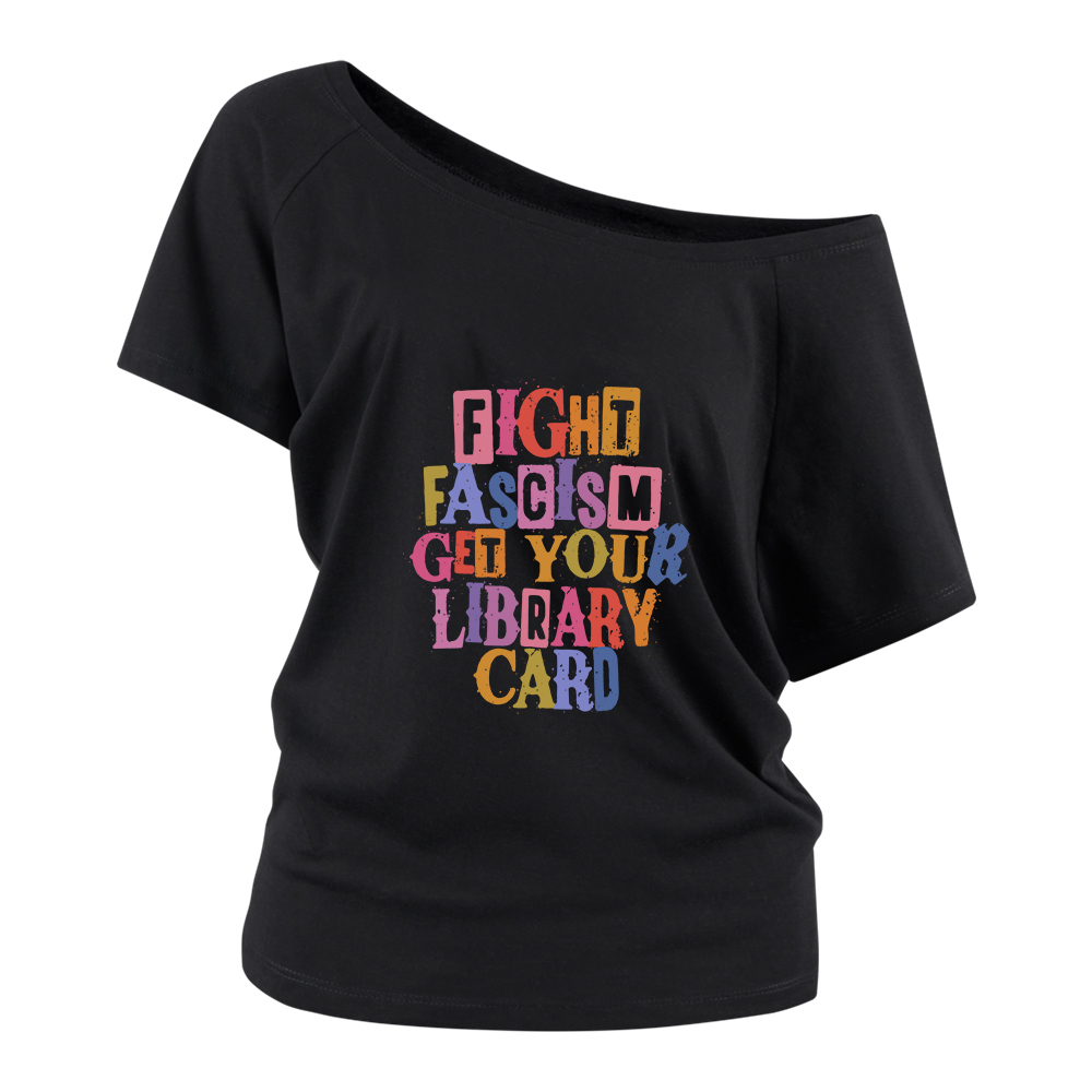 Pagewings Get Your Library Card Off Shoulder Top
