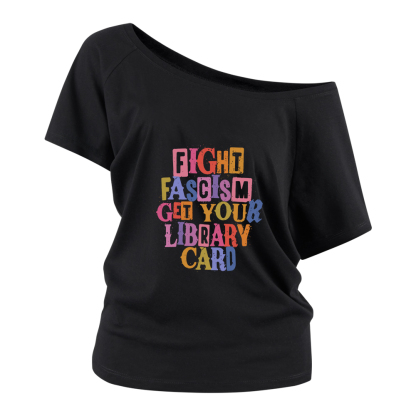 Pagewings Get Your Library Card Off Shoulder Top