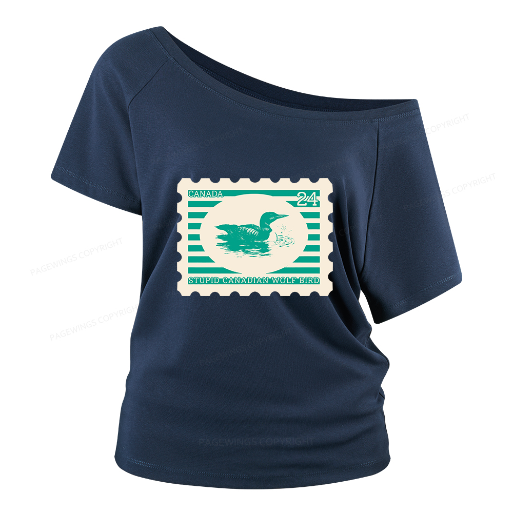 Pagewings Stupid Canadian Wolf Bird Women Off Shoulder T-shirts