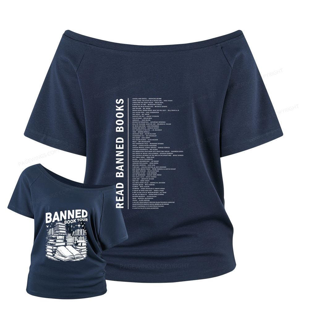 Pagewings Banned Book Women Off Shoulder T-shirts