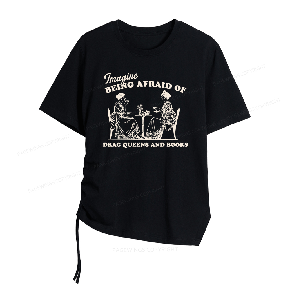 Pagewings Drag Queens Women Asymmetrical Drawstring T-Shirts