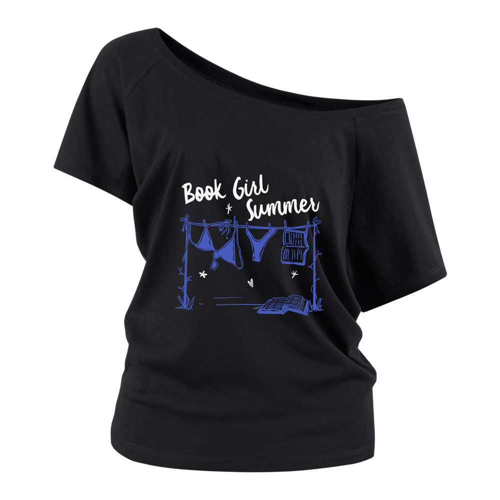 Pagewings Book Girl Summer Bookish Off Shoulder Top