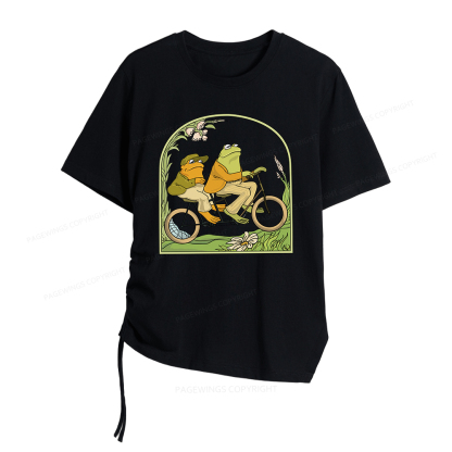Pagewings Frog And Toad Book Vintage Women Asymmetrical Drawstring T-Shirts