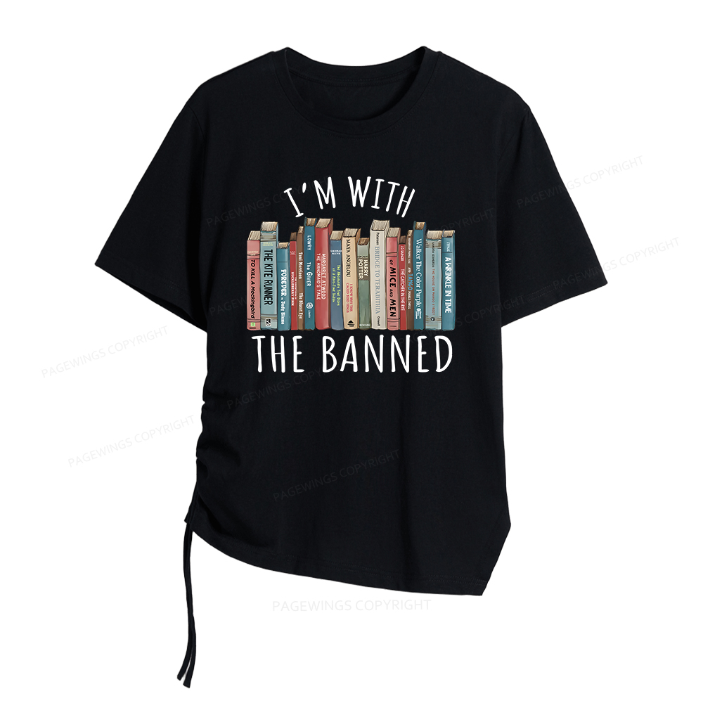 Pagewings I'm With The Banned Women Asymmetrical Drawstring T-Shirts