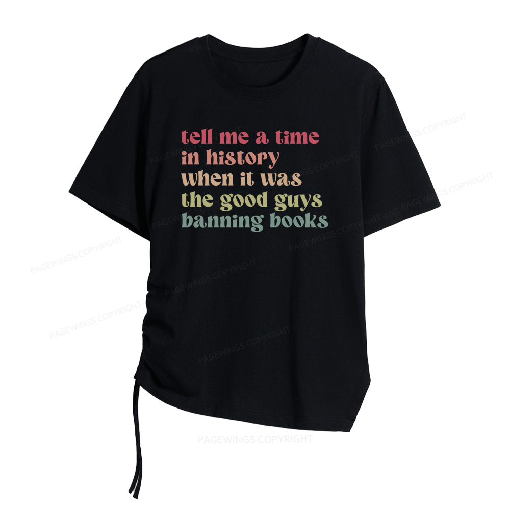 Pagewings Tell Me a Time in History Women Asymmetrical Drawstring T-Shirts