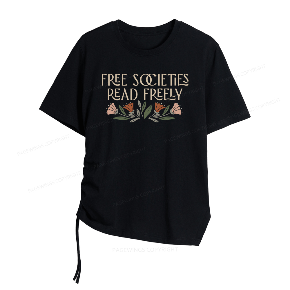 Pagewings Read Freely Women Asymmetrical Drawstring T-Shirts