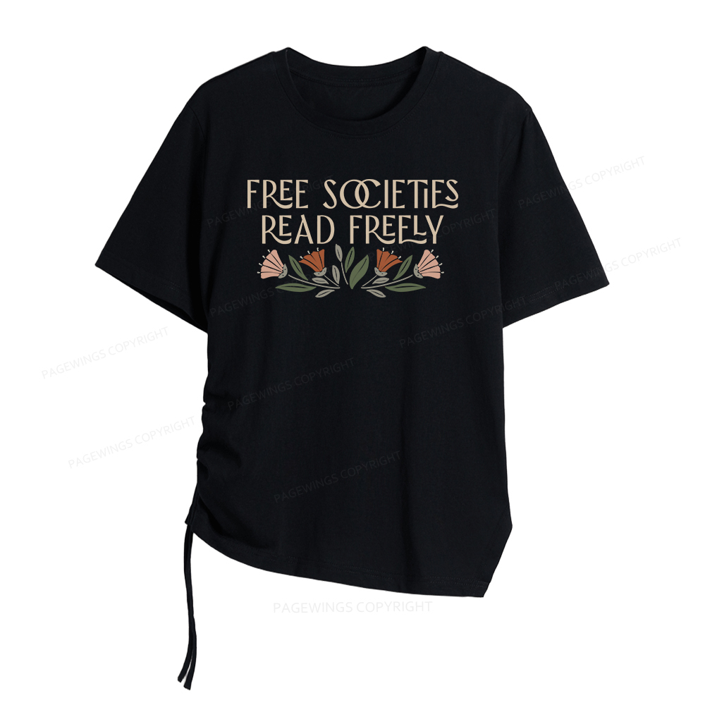 Pagewings Read Freely Women Asymmetrical Drawstring T-Shirts