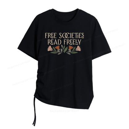 Pagewings Read Freely Women Asymmetrical Drawstring T-Shirts