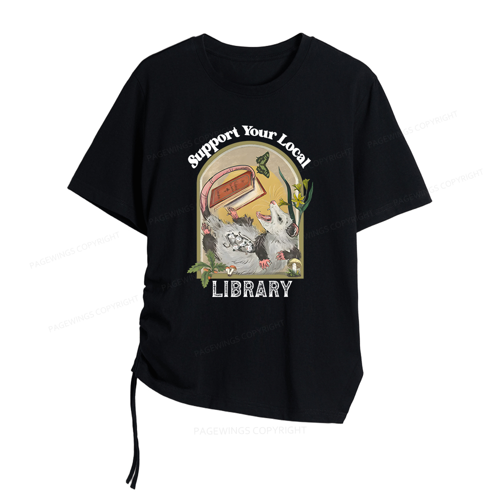 Pagewings Library Readers Make Leaders Jersey Women Asymmetrical Drawstring T-Shirts