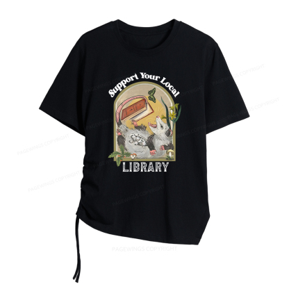 Pagewings Library Readers Make Leaders Jersey Women Asymmetrical Drawstring T-Shirts