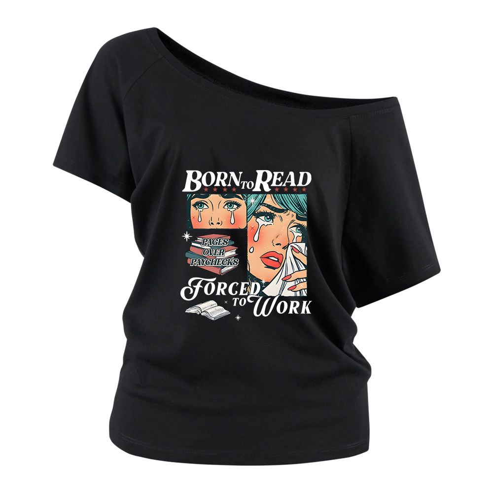 Pagewings Born To Read Bookish Off Shoulder Top